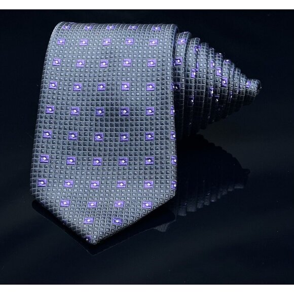 Donald Trump Signature Collection Necktie Gray Purple Silver Geometric Silk - Picture 2 of 3